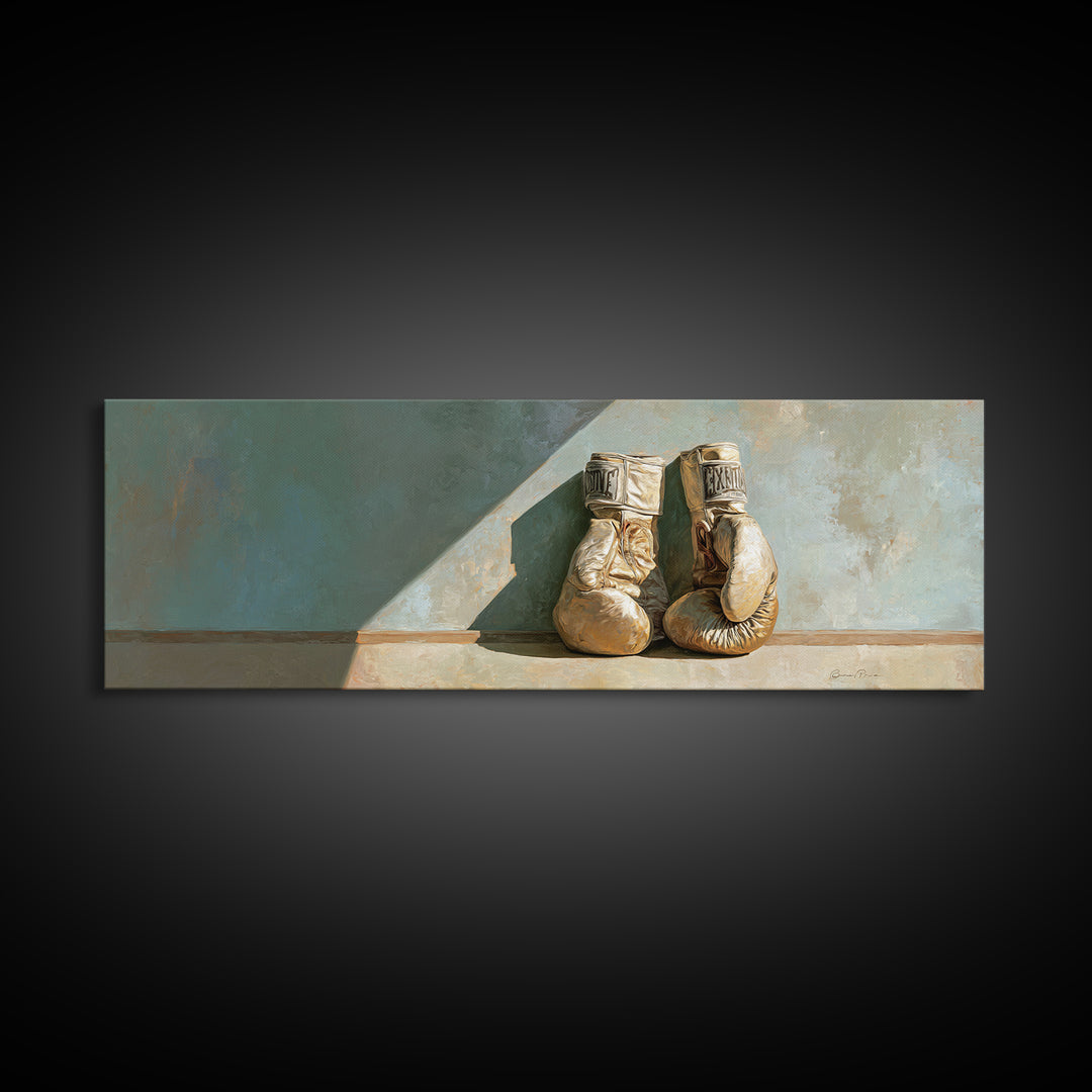 Boxing Gloves Still Life Framed Canvas Print, Fitness Studio Art, Modern Wall Decor, Gym Decor, Motion, Physical Therapy Art, FSA-3x1-69