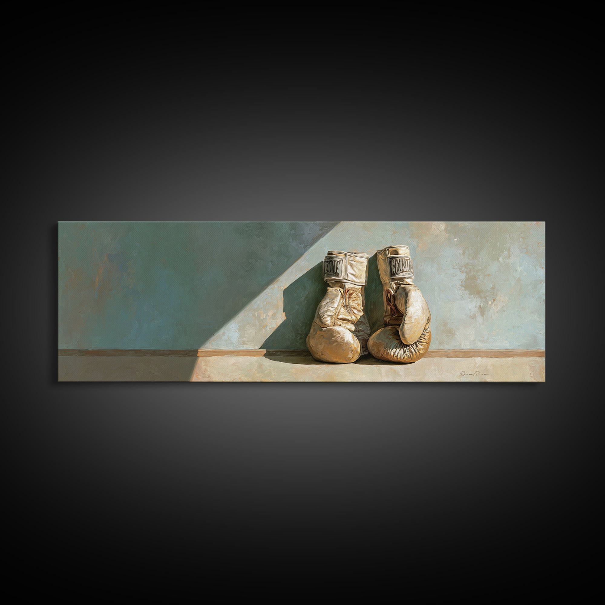 Boxing Gloves Still Life Framed Canvas Print, Fitness Studio Art, Modern Wall Decor, Gym Decor, Motion, Physical Therapy Art, FSA-3x1-69