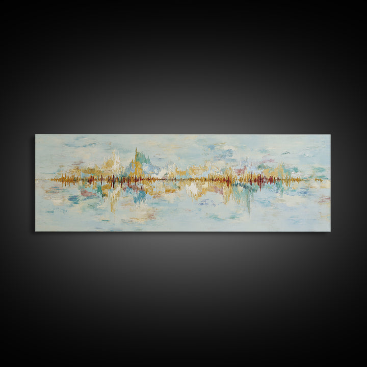 Abstract Heartbeat Line Through Color Fields Framed Canvas Print, Fitness Studio Art, Textured Painting, Gym Decor, Motion, FSA-3x1-9