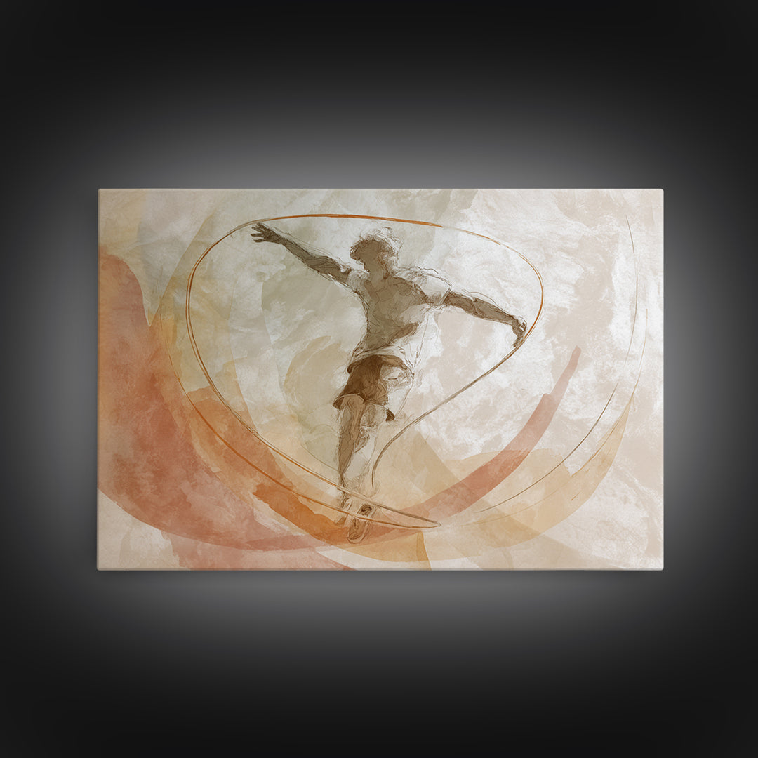 Jump Rope Movement Captured as Curved Lines Framed Canvas Print, Fitness Studio Art, Room Decor, Gym Decor, Fine Art, Motion, FSA-3x2-14
