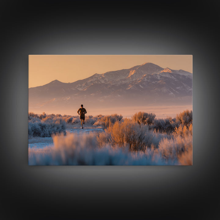 Mountain Trail Runner Canvas Print, Fitness Studio Art, Minimalist Decor, Gym Decor, Oil Painting, Motion, Modern Wall Decor, FSA-3x2-32