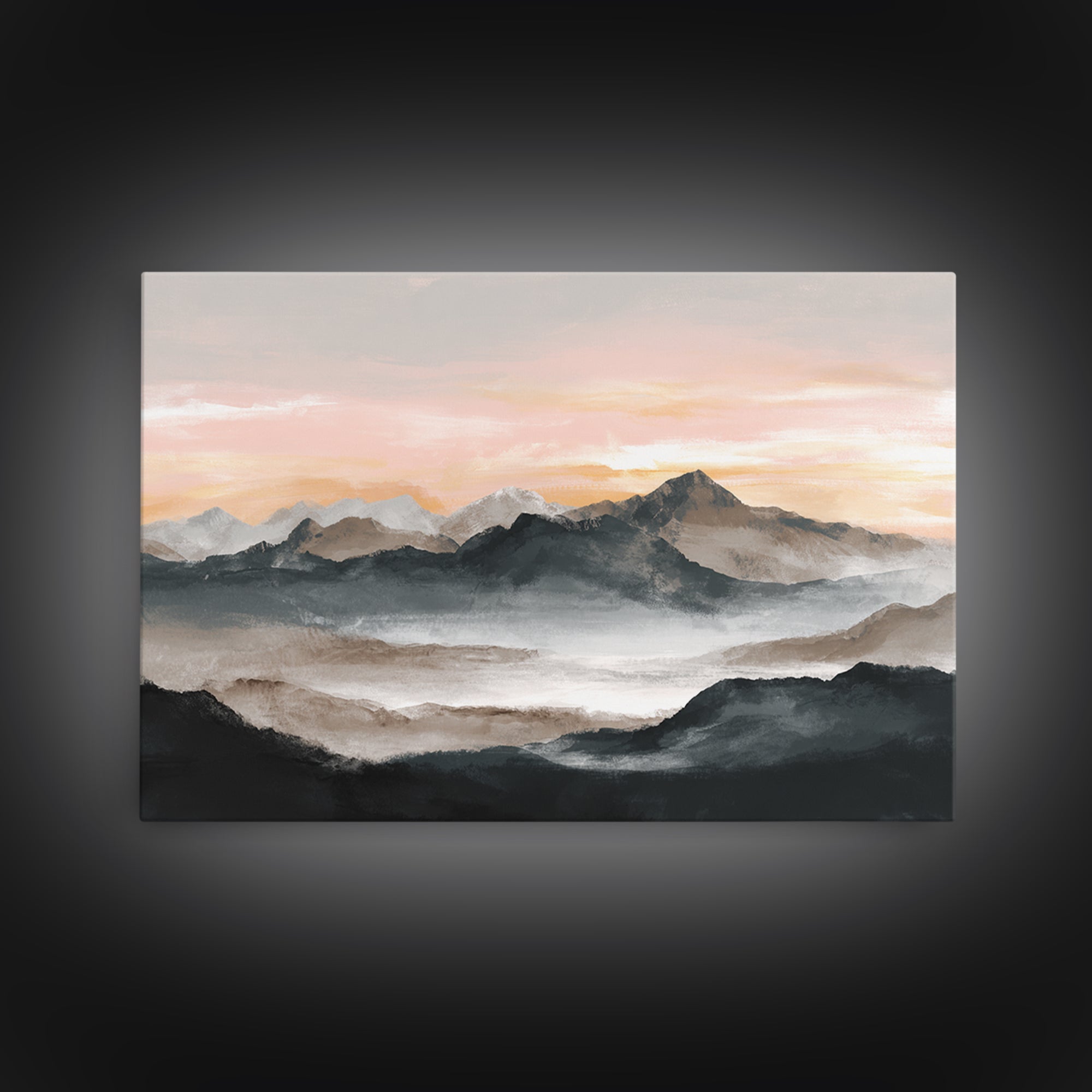 Sunrise over Mountains as Endurance Metaphor Canvas Print, Fitness Studio Art, Digital Art Print, Gym Decor, Fine Art, Motion, FSA-3x2-76