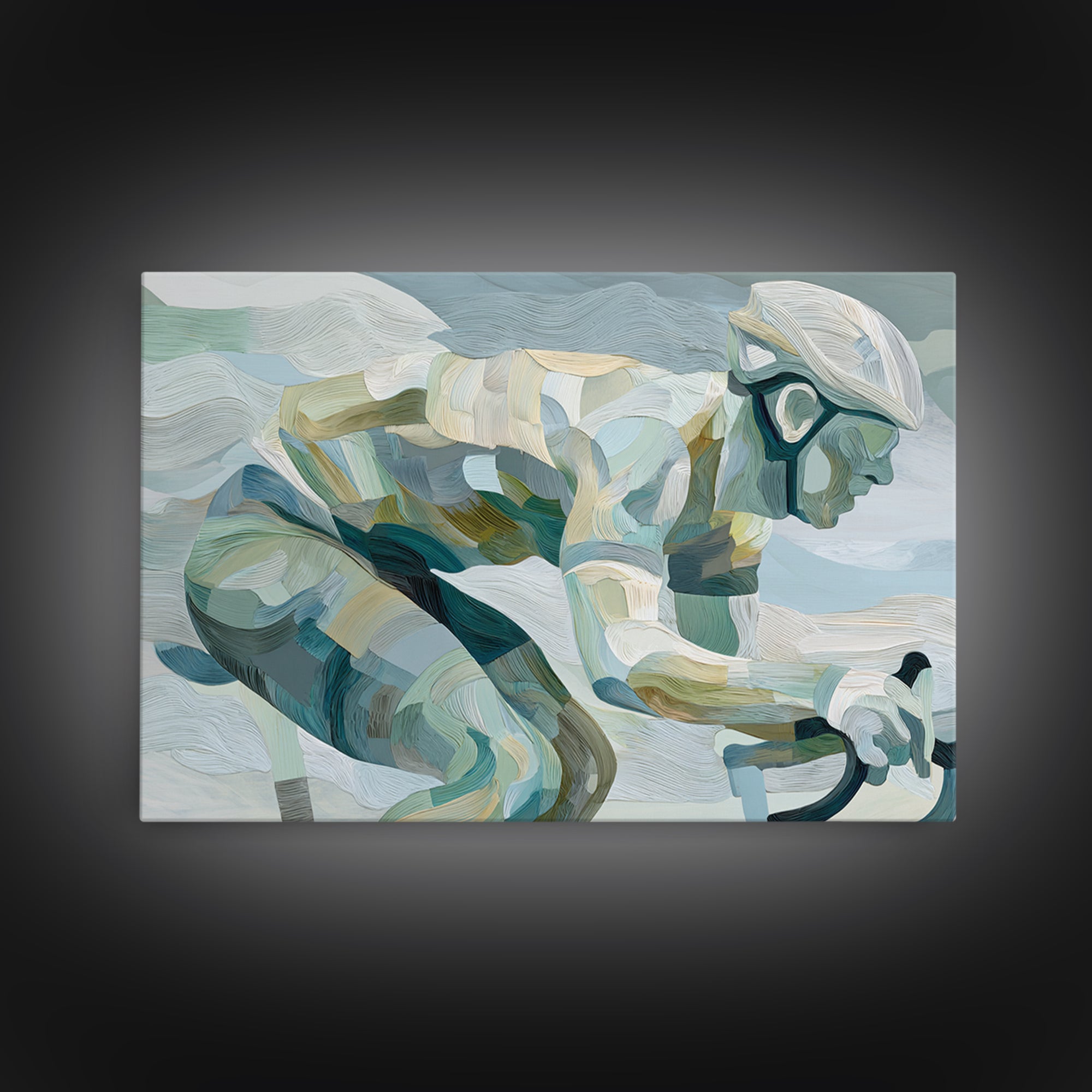 Cycling Figure in Bold Speed Lines Canvas Print, Fitness Studio Art, Gym Wall Decor, Gym Decor, Motion, Yoga Room Decor, FSA-3x2-84