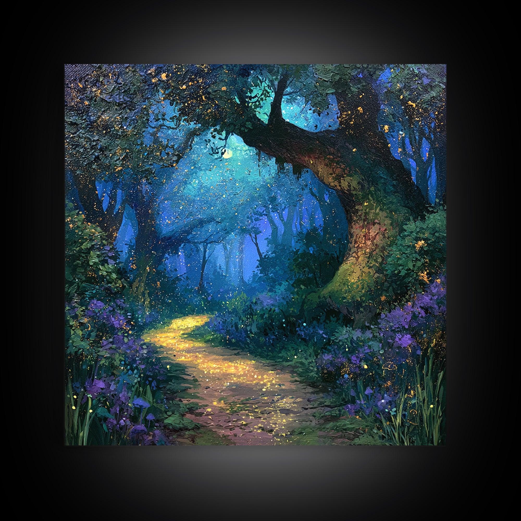 Enchanted Forest Path Glowing Canvas Print, Fairy Tale Art, Room Decor, Living Room Decor, Fine Art, Storybook, Original Art, FTA-1x1-25