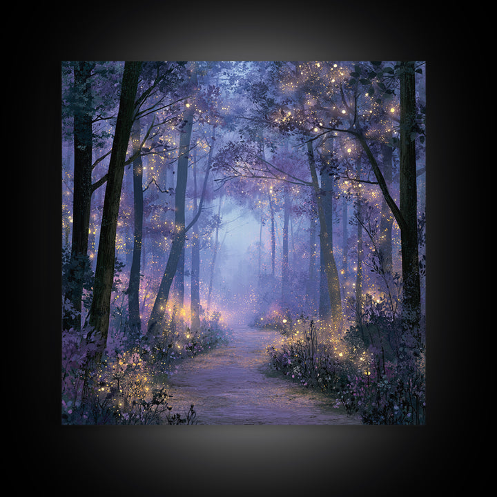 Enchanted Forest Path Glowing Canvas Print, Fairy Tale Art, Room Decor, Living Room Decor, Fine Art, Storybook, Original Art, FTA-1x1-49