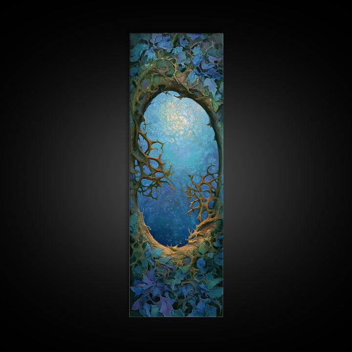 Magic Mirror Framed by Vines and Thorns Canvas Print, Fairy Tale Art, Art Nouveau, Living Room Decor, Fine Art, Storybook, FTA-1x3-25