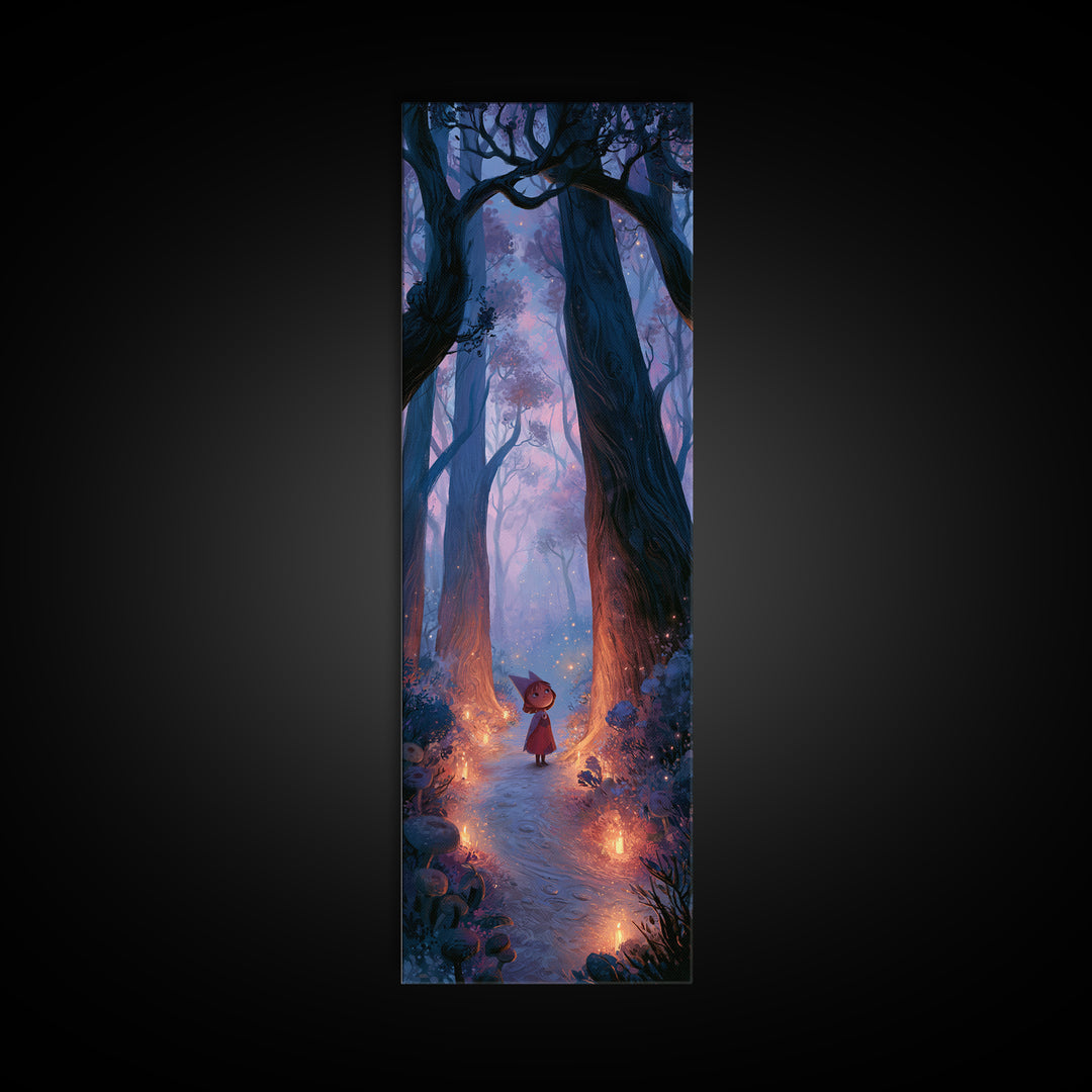 Enchanted Forest Path Glowing Canvas Print, Fairy Tale Art, Minimalist Decor, Living Room Decor, Oil Painting, Storybook, FTA-1x3-37