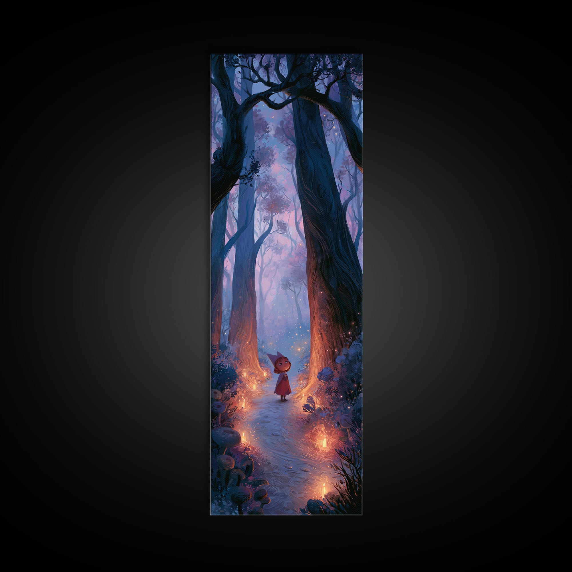 Enchanted Forest Path Glowing Canvas Print, Fairy Tale Art, Minimalist Decor, Living Room Decor, Oil Painting, Storybook, FTA-1x3-37
