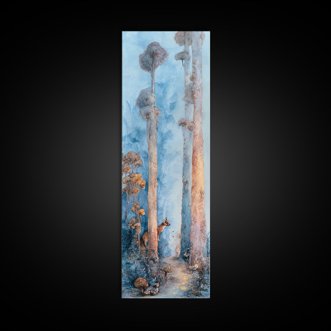 Unicorn in a Moonlit Meadow Framed Canvas Print, Fairy Tale Art, Modern Decor, Living Room Decor, Fine Art, Storybook, FTA-1x3-46