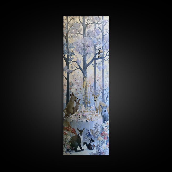 Woodland Tea Party Canvas Print, Fairy Tale Art, Princess Wall Art, Living Room Decor, Oil Painting, Storybook, Fine Art Print, FTA-1x3-55