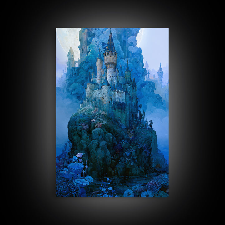 Storybook Castle on a Misty Hill Canvas Print, Fairy Tale Art, Contemporary Art, Living Room Decor, Fine Art, Storybook, FTA-2x3-10
