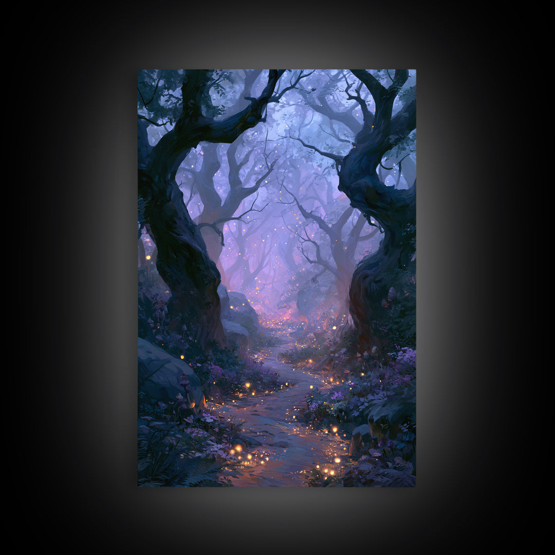 Enchanted Forest Path Glowing Canvas Print, Fairy Tale Art, Princess Wall Art, Living Room Decor, Fine Art, Storybook, FTA-2x3-81