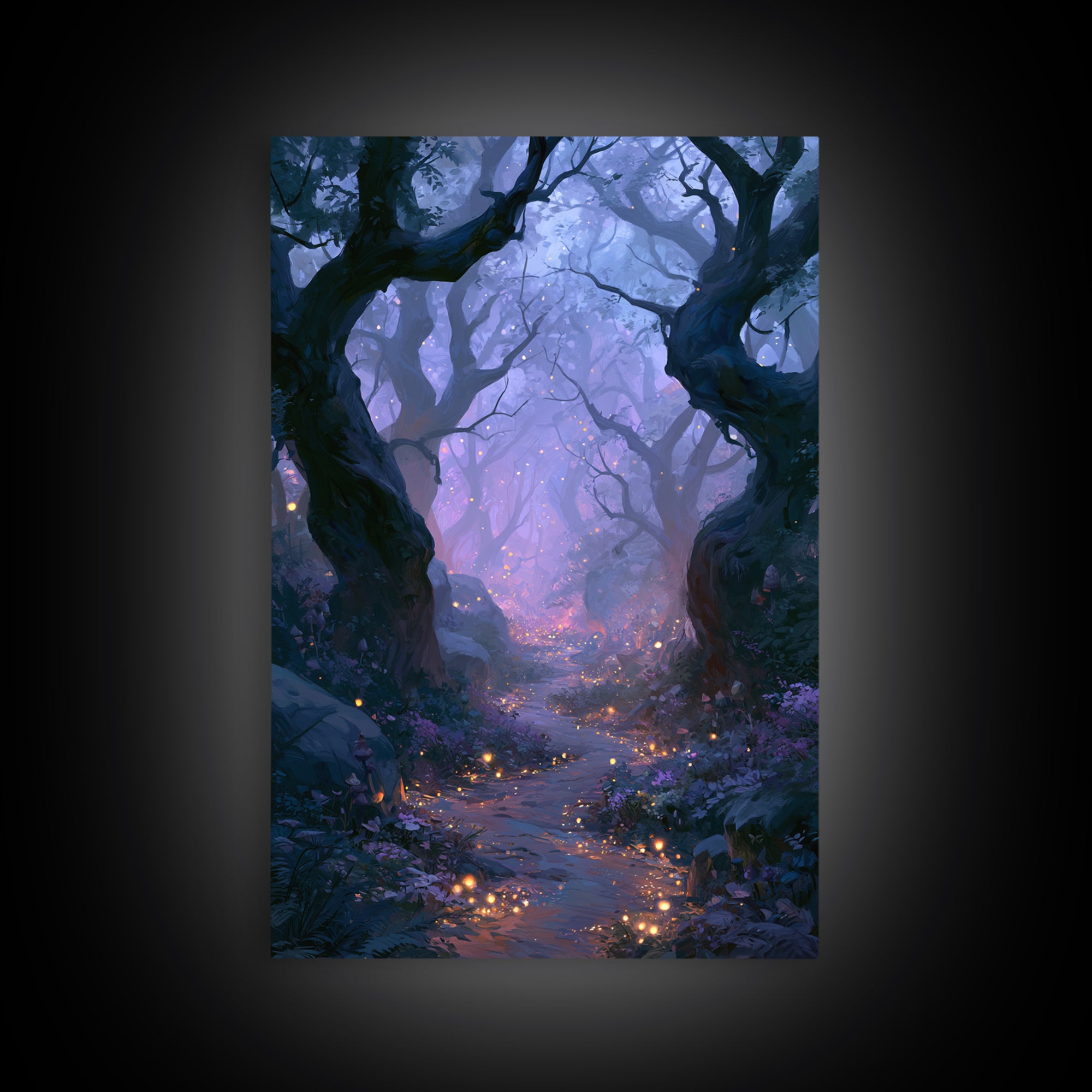 Enchanted Forest Path Glowing Canvas Print, Fairy Tale Art, Princess Wall Art, Living Room Decor, Fine Art, Storybook, FTA-2x3-81