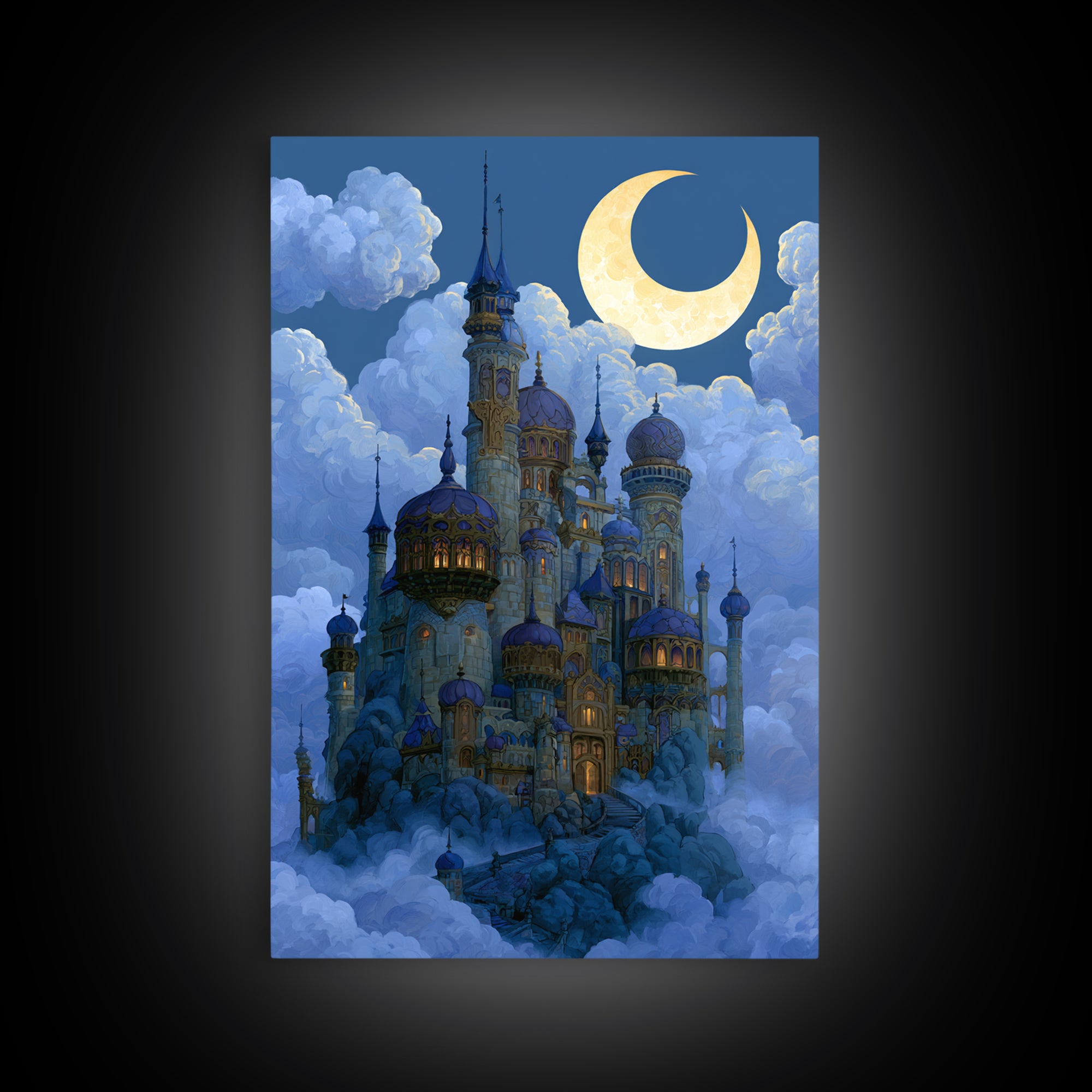 Storybook Castle on a Misty Hill Canvas Print, Fairy Tale Art, Canvas Wall Art, Living Room Decor, Fine Art, Storybook, FTA-2x3-82