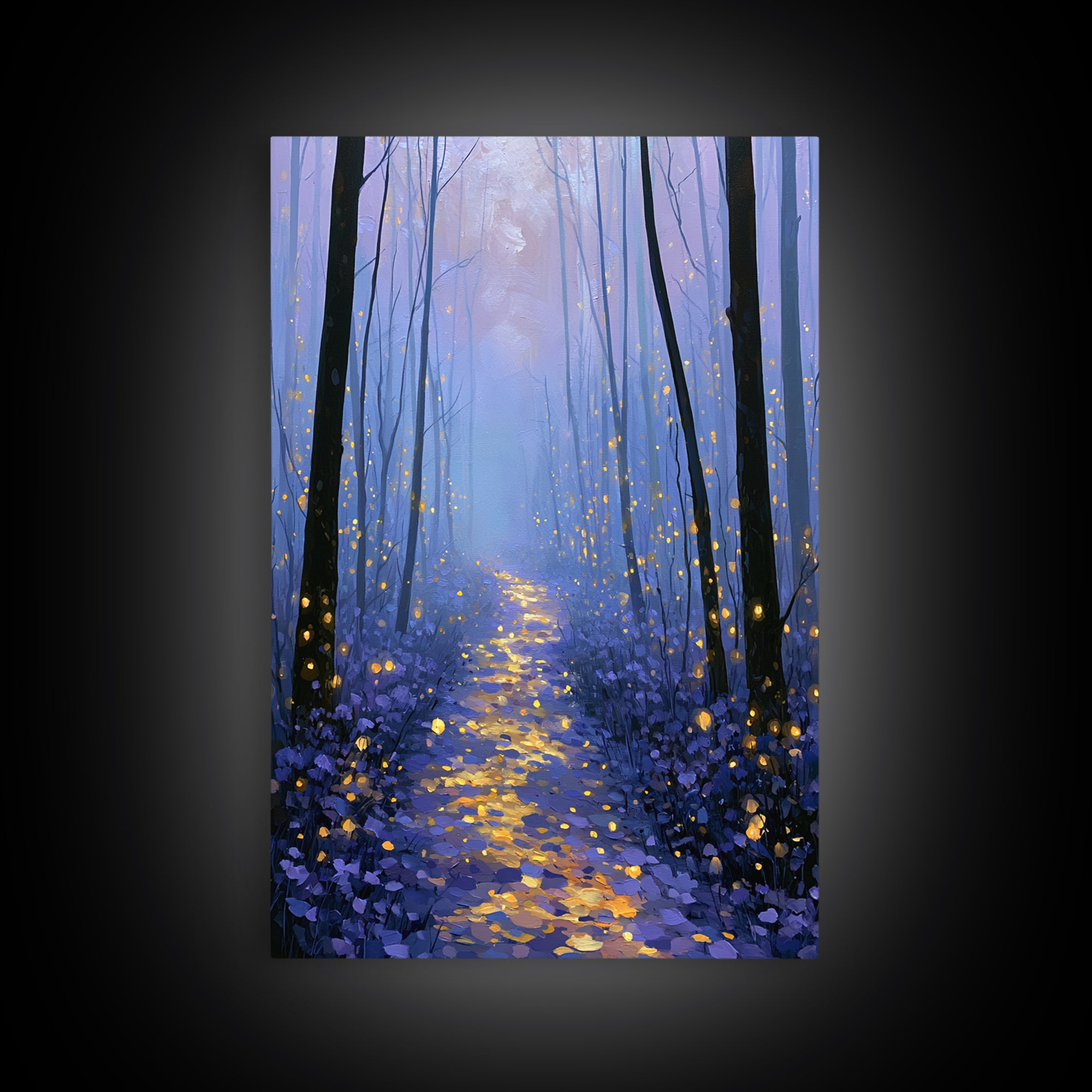 Enchanted Forest Path Glowing Canvas Print, Fairy Tale Art, Art Nouveau, Living Room Decor, Fine Art, Storybook, Dark Art, FTA-2x3-9