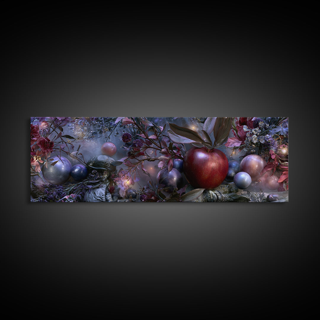 Enchanted Apple with Deep Red Shine Canvas Print, Fairy Tale Art, Gallery Decor, Living Room Decor, Fine Art, Storybook, FTA-3x1-36