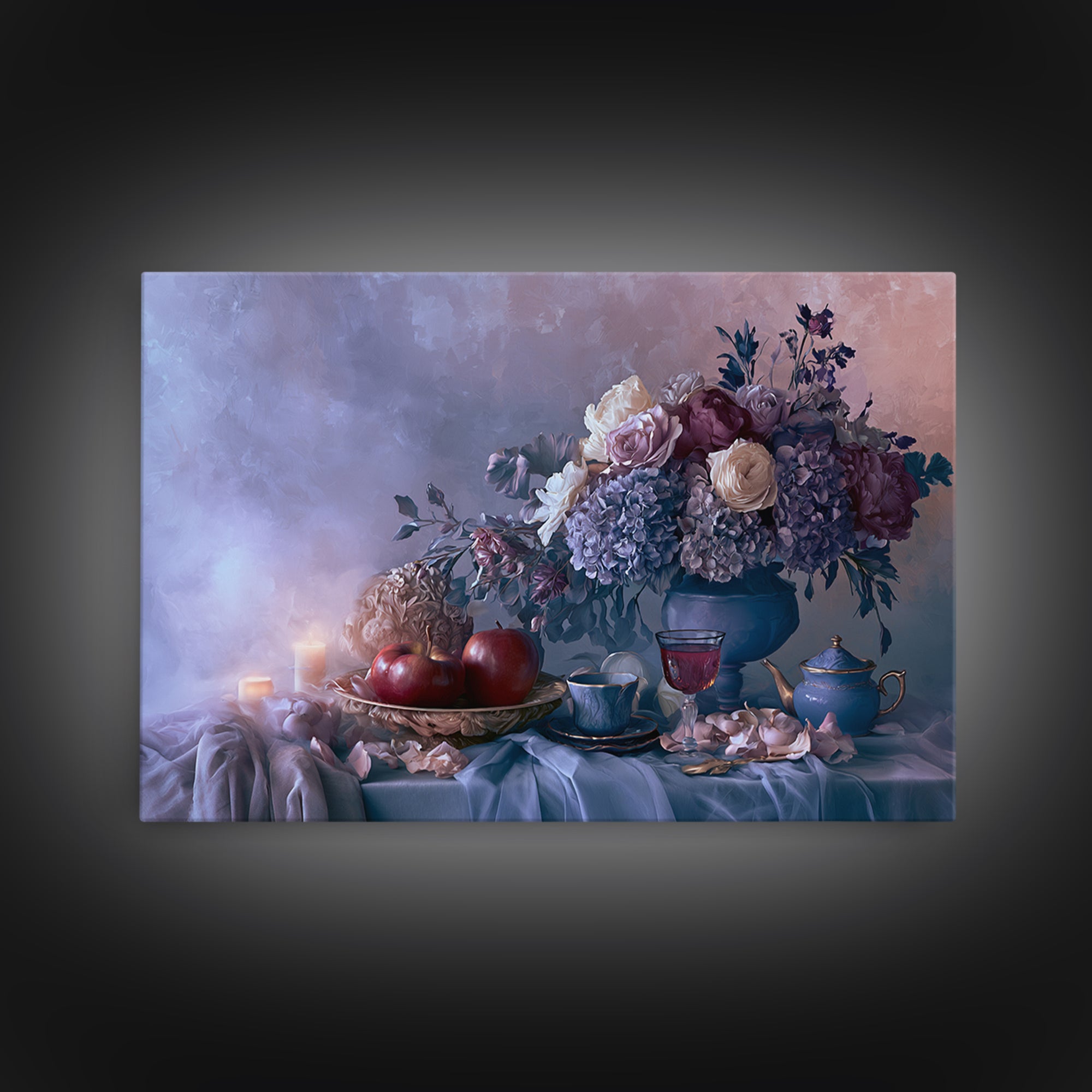 Enchanted Apple with Deep Red Shine Framed Canvas Print, Fairy Tale Art, Whimsical Wall Art, Living Room Decor, Storybook, FTA-3x2-24