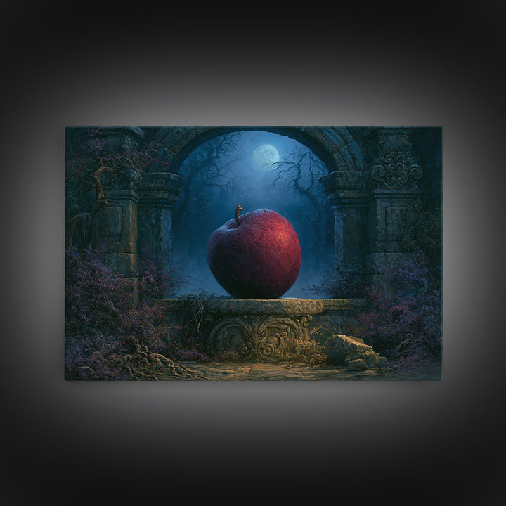 Enchanted Apple with Deep Red Shine Canvas Print, Fairy Tale Art, Contemporary Art, Living Room Decor, Fine Art, Storybook, FTA-3x2-72