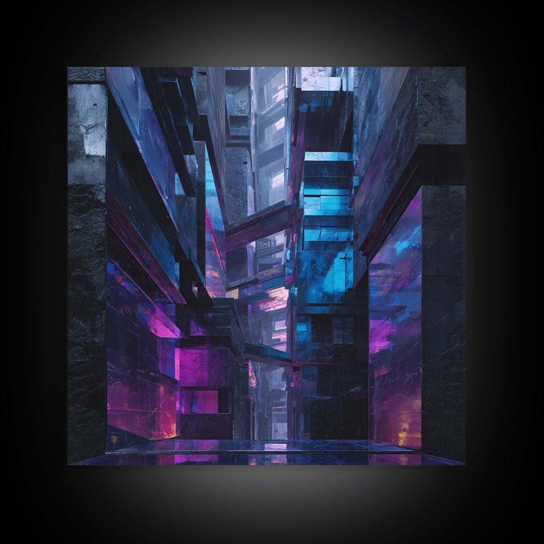 Ai Generated Mask Framed Canvas Print, Futuristic Art, Textured Painting, Living Room Decor, Oil Painting, Future, Abstract Art, FUT-1x1-40