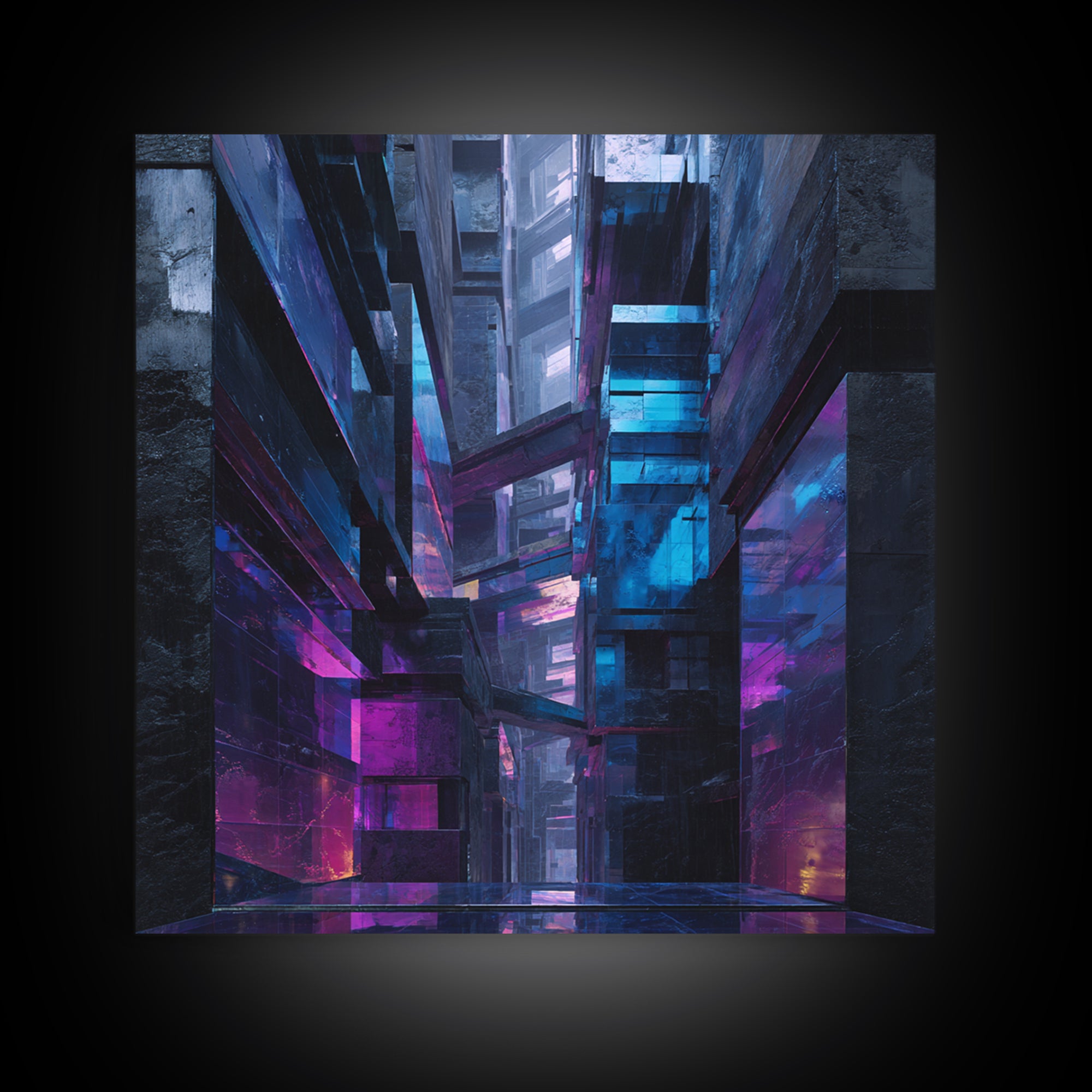 Ai Generated Mask Framed Canvas Print, Futuristic Art, Textured Painting, Living Room Decor, Oil Painting, Future, Abstract Art, FUT-1x1-40