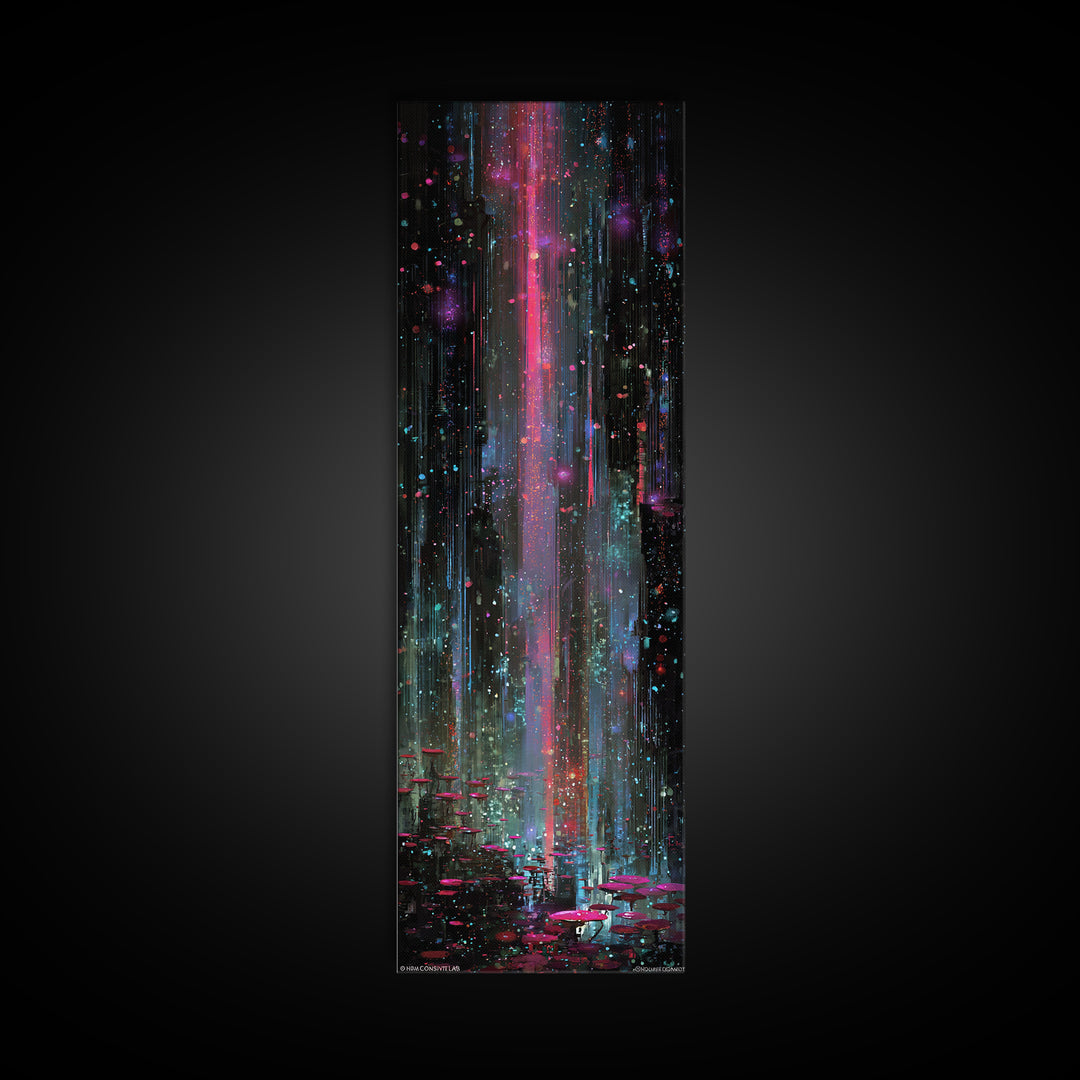 Bioluminescent Garden in a Future Habitat Canvas Print, Futuristic Art, Landscape Art, Living Room Decor, Fine Art, Future, FUT-1x3-16