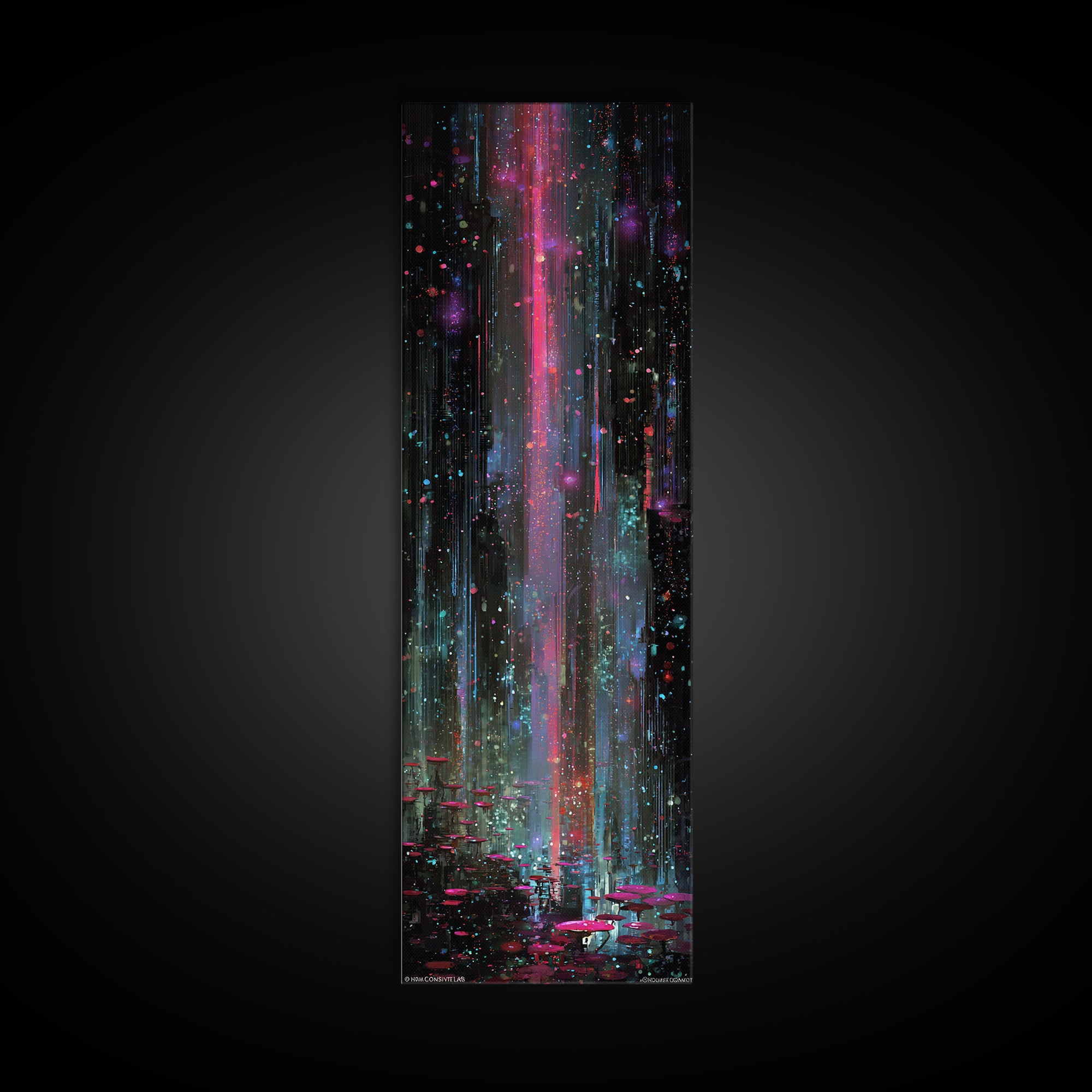 Bioluminescent Garden in a Future Habitat Canvas Print, Futuristic Art, Landscape Art, Living Room Decor, Fine Art, Future, FUT-1x3-16