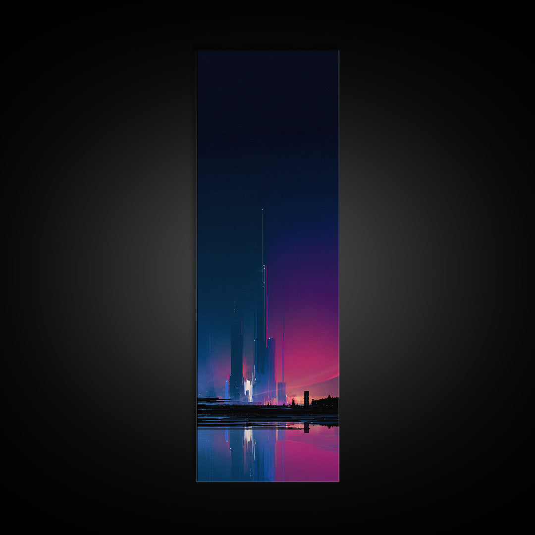 Minimal Spacecraft over a Clean Planet Horizon Canvas Print, Futuristic Art, Fine Art Print, Living Room Decor, Future, FUT-1x3-19