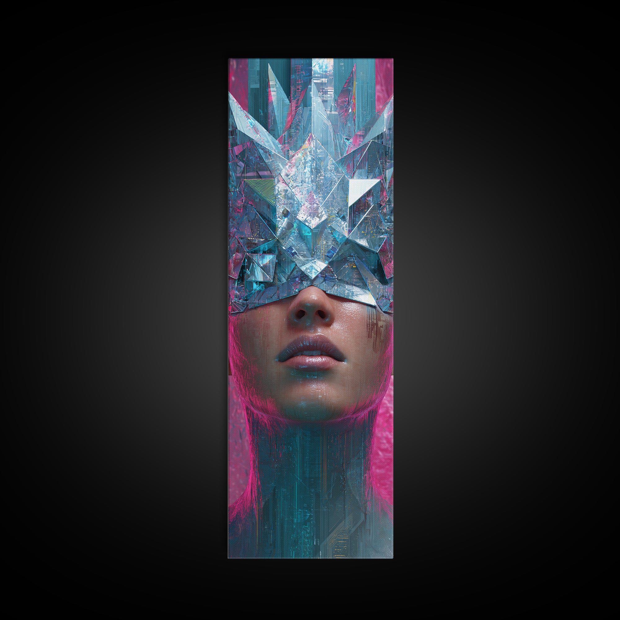 Ai Generated Mask Framed Canvas Print, Futuristic Art, Victorian Decor, Living Room Decor, Oil Painting, Future, FUT-1x3-52