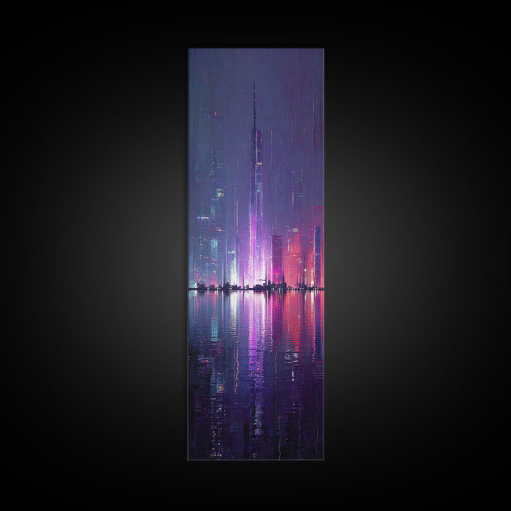 Floating Glass Architecture Above Reflective Water Canvas Print, Futuristic Art, Canvas Wall Art, Living Room Decor, Future, FUT-1x3-63