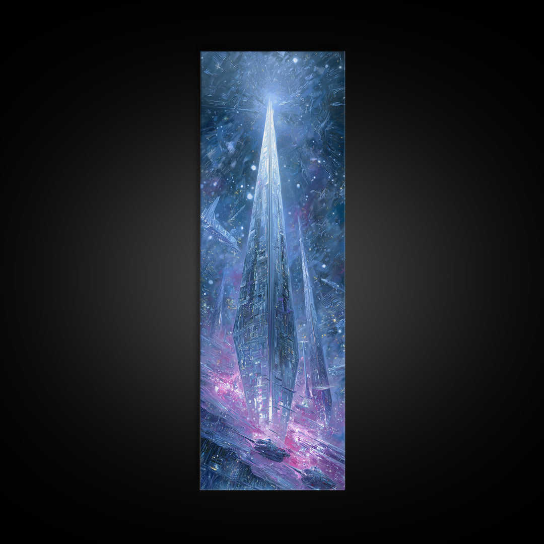 Solar Sail Ship Crossing Star Filled Space Canvas Print, Futuristic Art, Extra Large Wall Art, Living Room Decor, Future, FUT-1x3-77