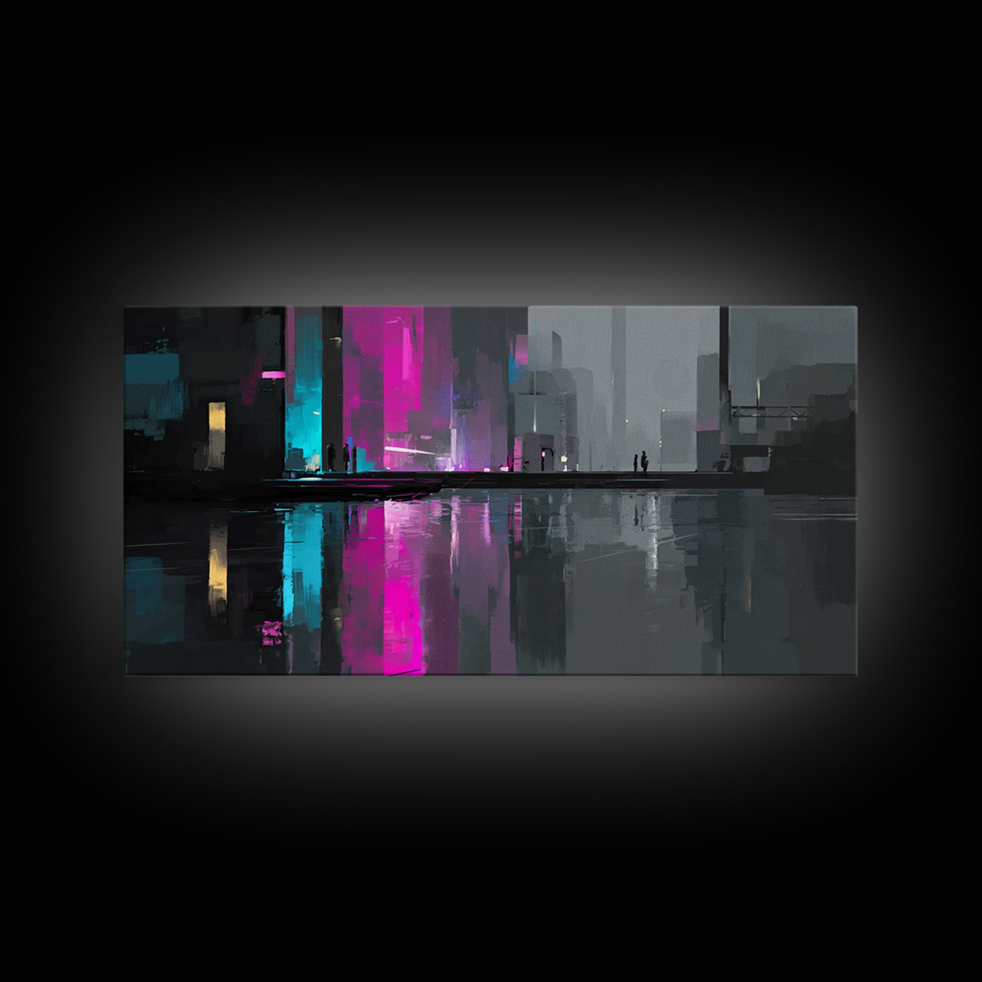 Smooth Titanium Shapes Framed Canvas Print, Futuristic Art, Unique Wall Art, Living Room Decor, Fine Art, Future, FUT-2x1-43