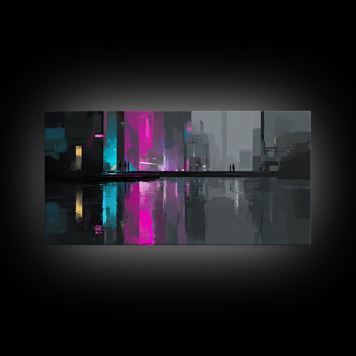 Smooth Titanium Shapes Framed Canvas Print, Futuristic Art, Unique Wall Art, Living Room Decor, Fine Art, Future, FUT-2x1-43