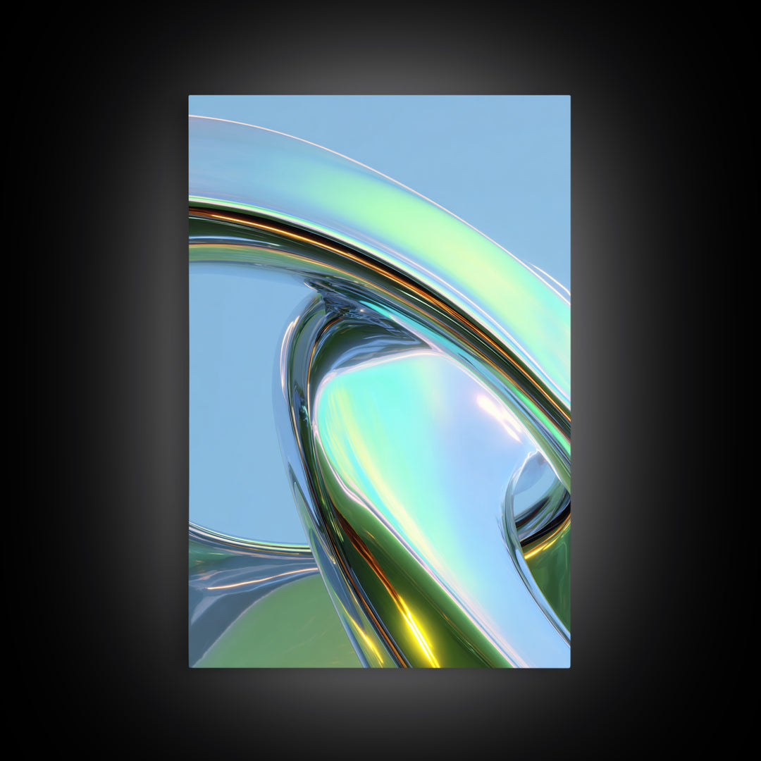 Chrome Abstract Sculpture Framed Canvas Print, Futuristic Art, Modern Wall Decor, Living Room Decor, Fine Art, Future, FUT-2x3-51