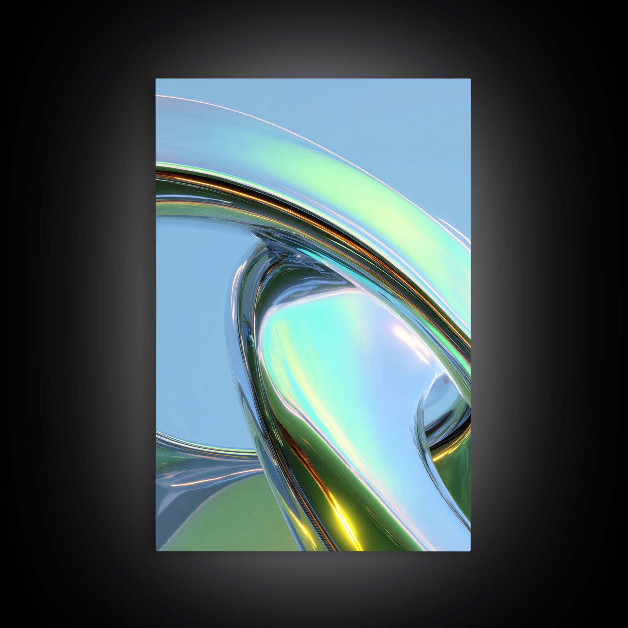 Chrome Abstract Sculpture Framed Canvas Print, Futuristic Art, Modern Wall Decor, Living Room Decor, Fine Art, Future, FUT-2x3-51