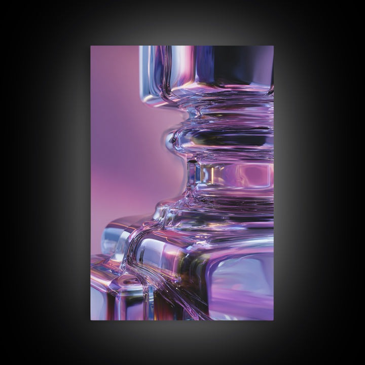 Smooth Titanium Shapes Framed Canvas Print, Futuristic Art, Gallery Decor, Living Room Decor, Fine Art, Future, Wall Decor, FUT-2x3-55