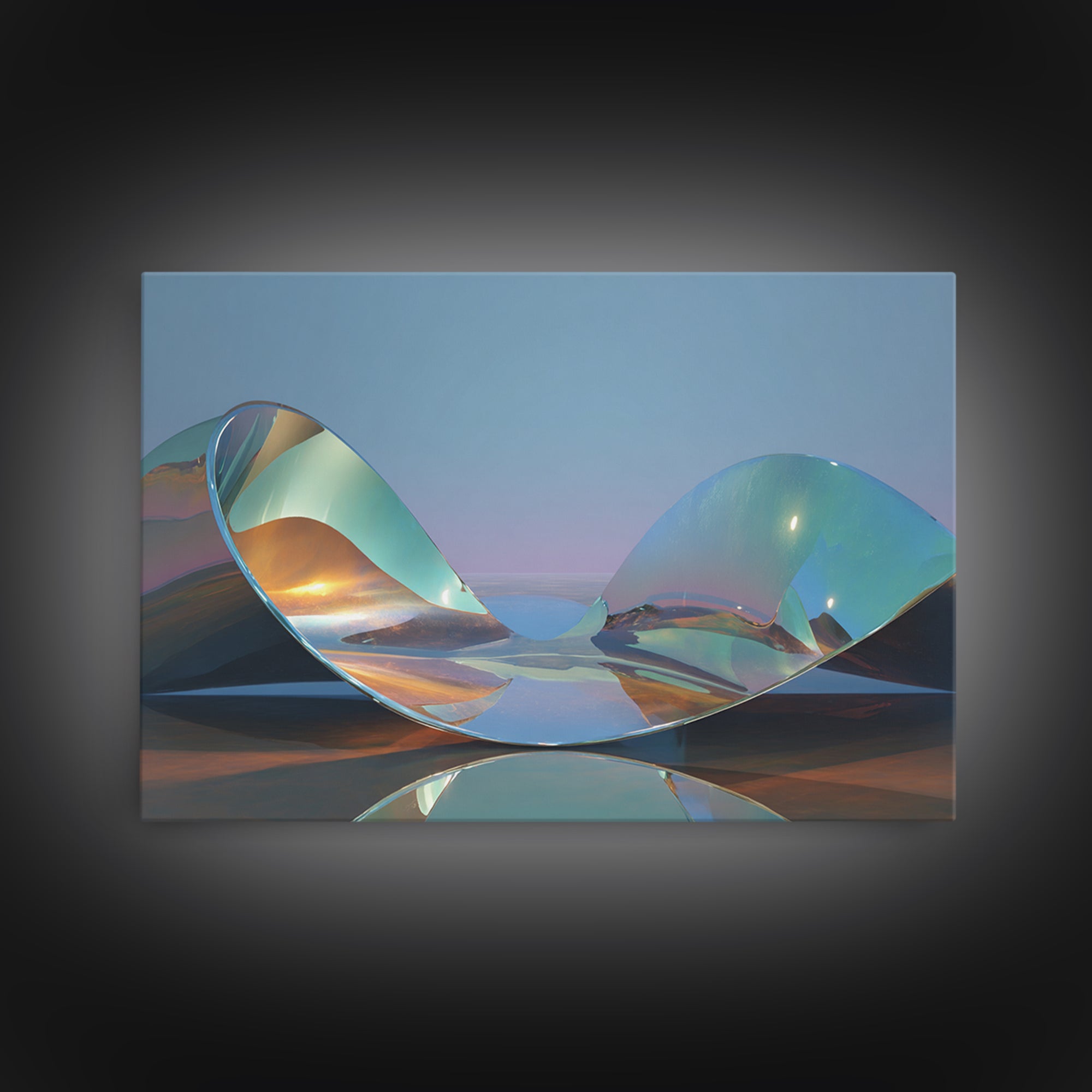 Chrome Abstract Sculpture Framed Canvas Print, Futuristic Art, Statement Artwork, Living Room Decor, Abstract Art, Future, FUT-3x2-95