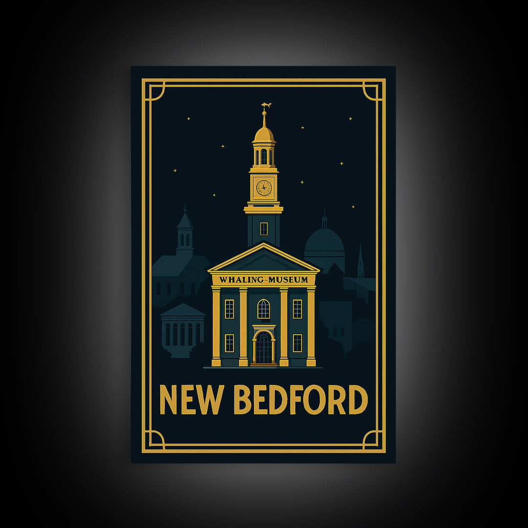 New Bedford Travel Poster, Framed Canvas Print, Luxury Art Deco Poster, New Bedford Poster Print, Travel Poster Art, City Travel Prints