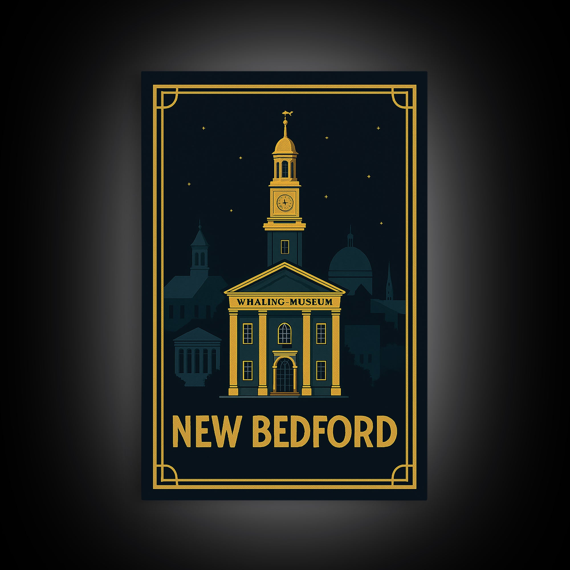 New Bedford Travel Poster, Framed Canvas Print, Luxury Art Deco Poster, New Bedford Poster Print, Travel Poster Art, City Travel Prints