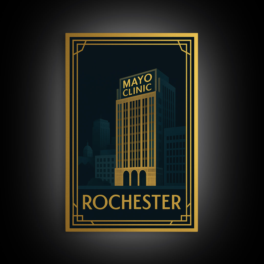 Rochester Travel Poster, Canvas Print, Vintage Deco Travel Art, Rochester Poster Print, Vintage Travel Print, Travel Wall Art, Wall Art