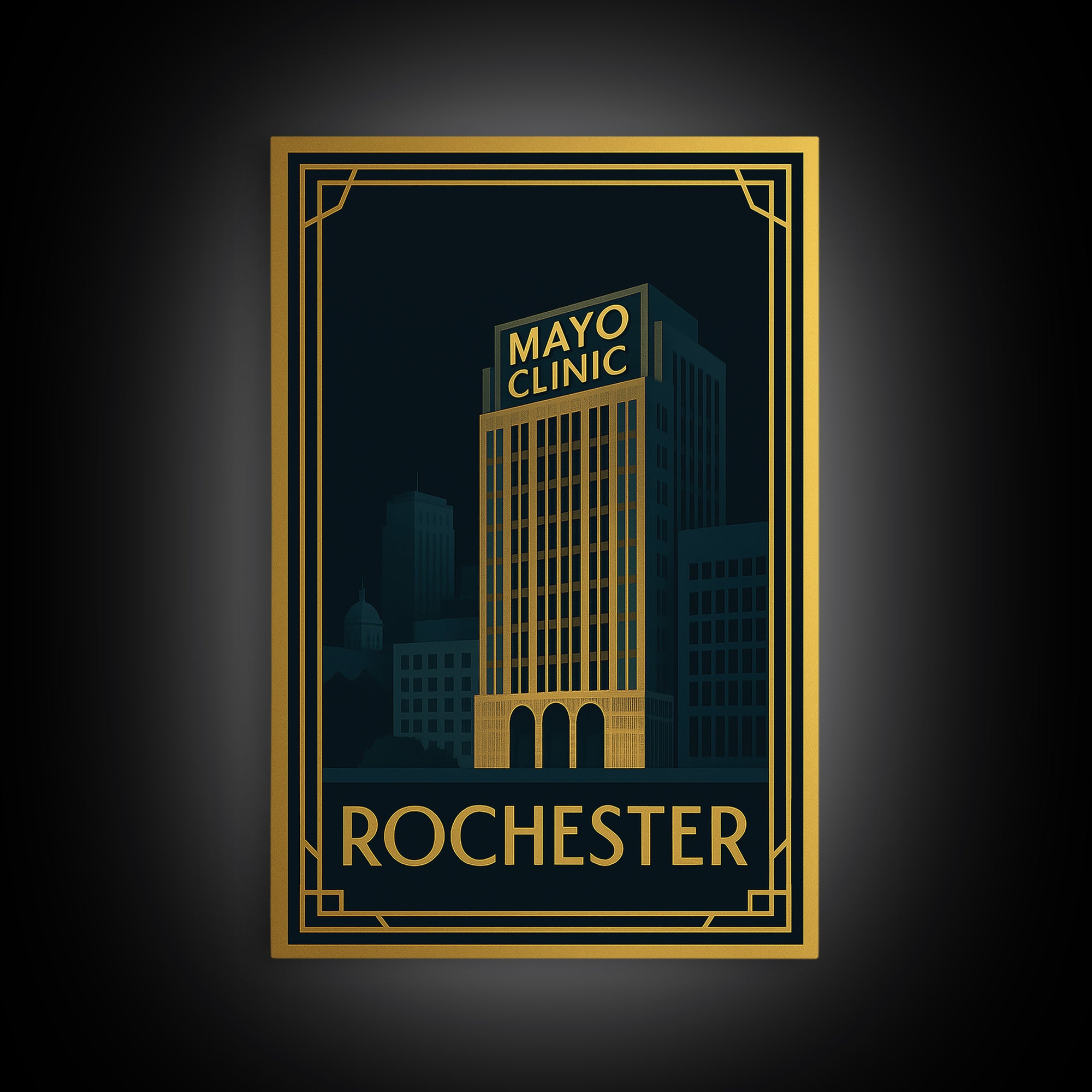 Rochester Travel Poster, Canvas Print, Vintage Deco Travel Art, Rochester Poster Print, Vintage Travel Print, Travel Wall Art, Wall Art