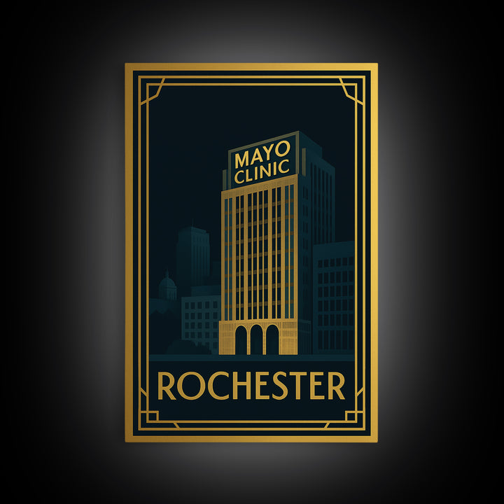 Rochester Travel Poster, Canvas Print, Vintage Deco Travel Art, Rochester Poster Print, Vintage Travel Print, Travel Wall Art, Wall Art