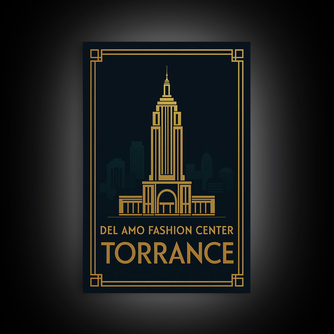Torrance California Travel Poster, Canvas Print, Luxury Art Deco Poster, Torrance City Art, Wall Decor, Fine Art Print, Travel Art Print