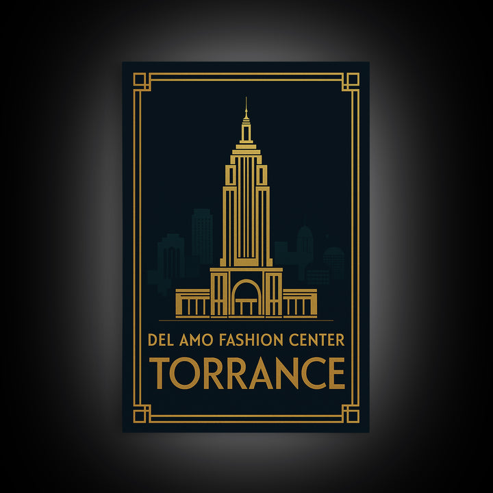 Torrance California Travel Poster, Canvas Print, Luxury Art Deco Poster, Torrance City Art, Wall Decor, Fine Art Print, Travel Art Print