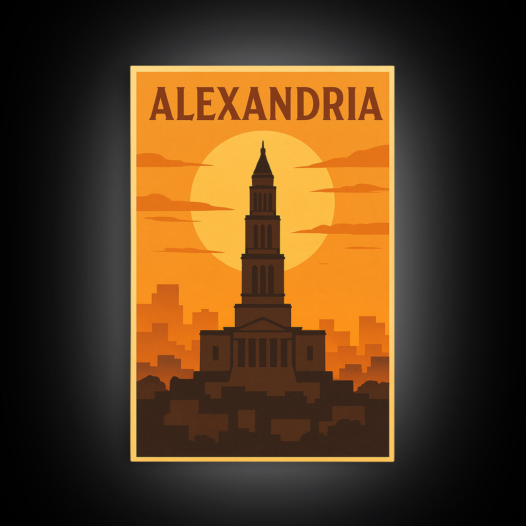 Alexandria Virginia Travel Poster, Canvas Print, Gold Art Deco Poster Art, Alexandria Travel Art, Travel Poster Art, Office Decor, Wall Art