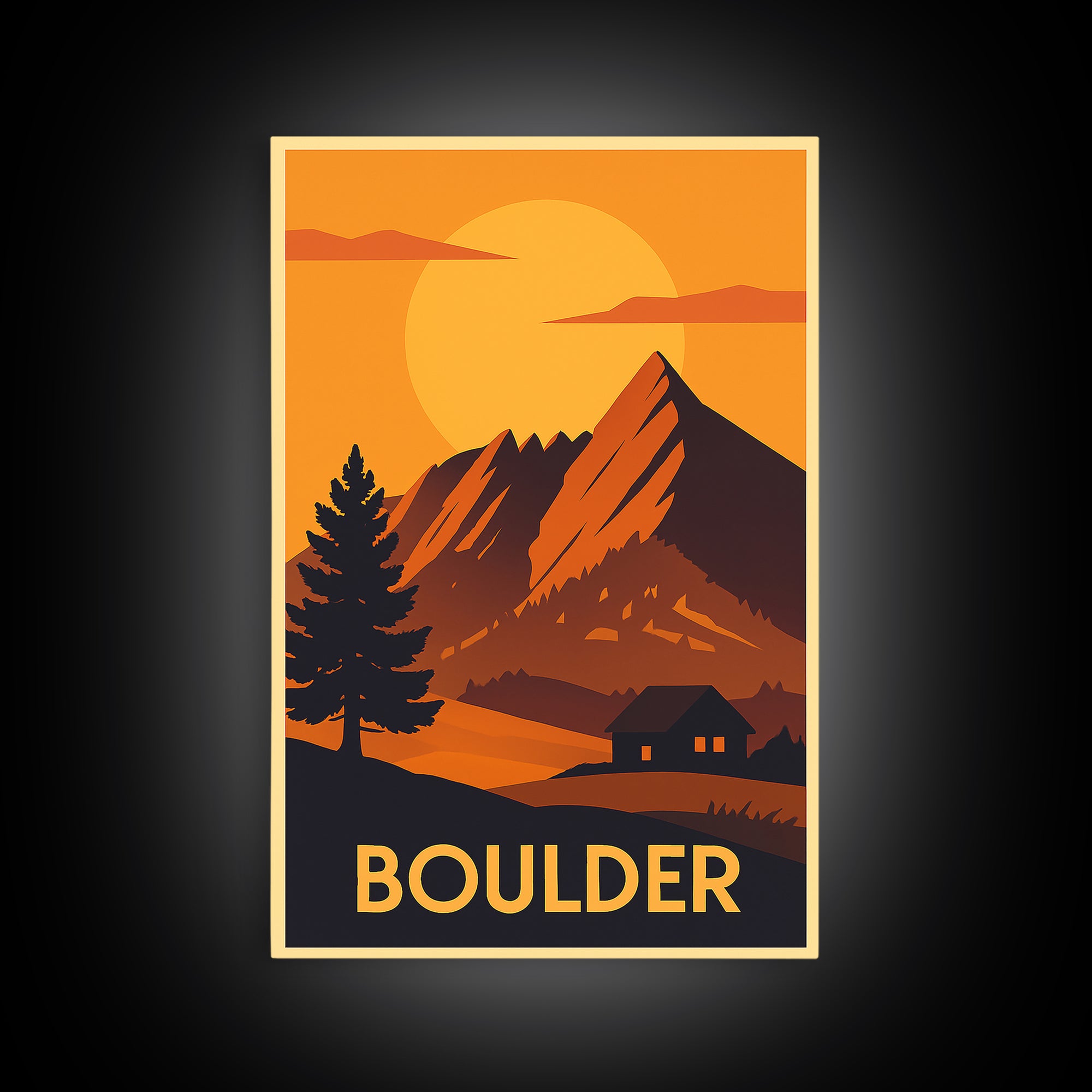 Boulder Travel Poster, Canvas Print, Golden Travel Poster Art, Boulder Wall Art, Travel Poster Set, Travel Poster Art, Gift For Travelers