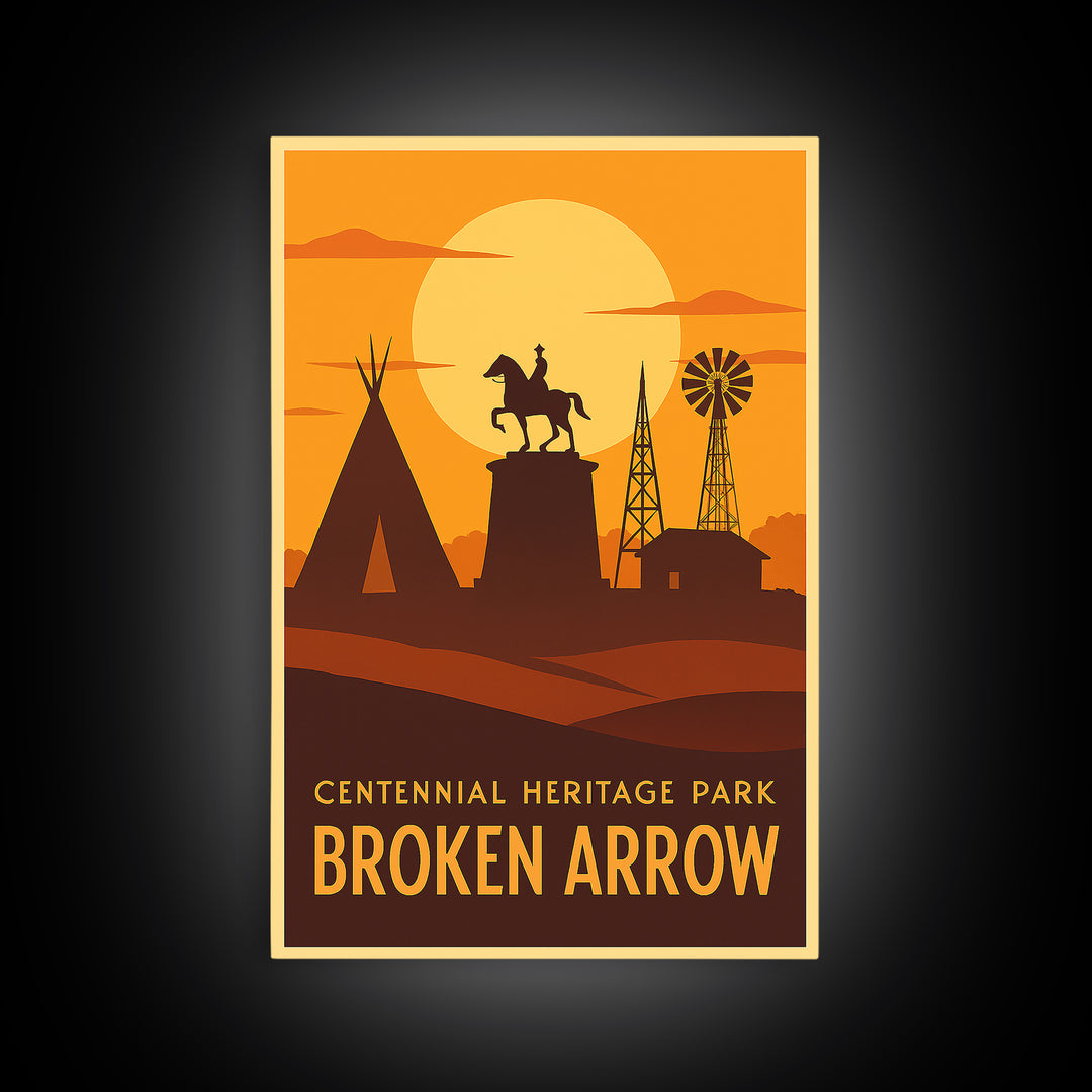 Broken Arrow Travel Poster, Canvas Print, Golden Travel Poster Art, Broken Arrow Travel Art, Vintage City Art, Retro Travel Print