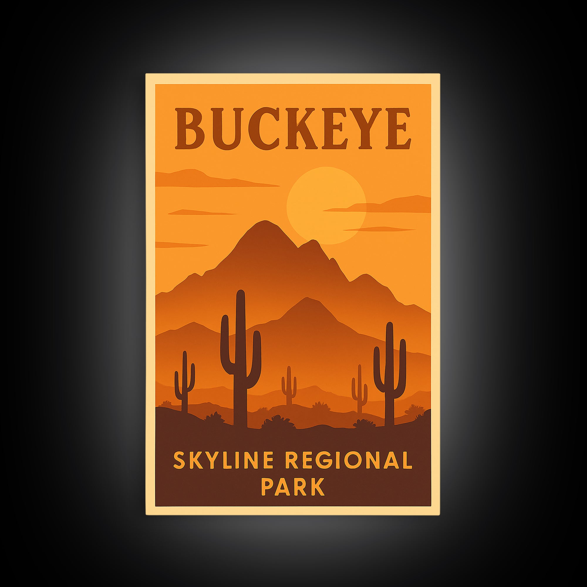 Buckeye Arizona Travel Poster, Framed Canvas Print, Gold Art Deco Poster Art, Buckeye Poster Print, Travel Poster Set, Wanderlust Decor
