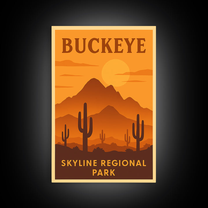 Buckeye Arizona Travel Poster, Framed Canvas Print, Gold Art Deco Poster Art, Buckeye Poster Print, Travel Poster Set, Wanderlust Decor