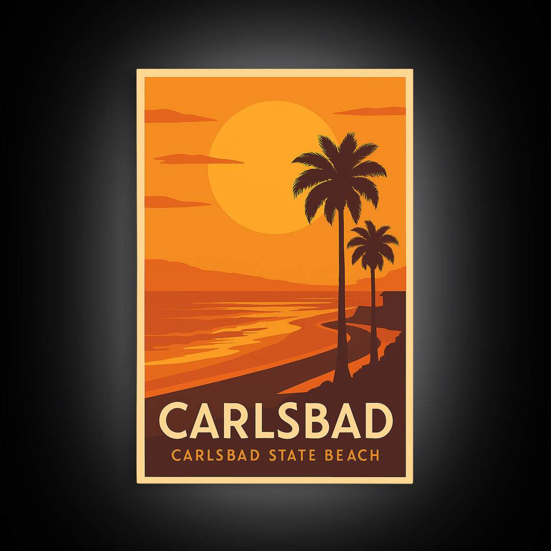Carlsbad Travel Poster, Canvas Print, Golden Travel Poster Art, Carlsbad Art Print, Travel Art Print, City Travel Prints, Vintage Travel Art