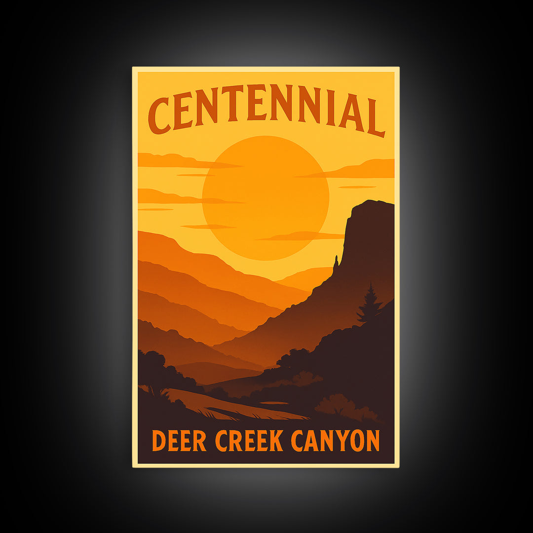 Centennial Colorado Travel Poster, Canvas Print, Golden Travel Poster Art, Centennial City Art, Mid Century Wall Art, Modern Wall Decor